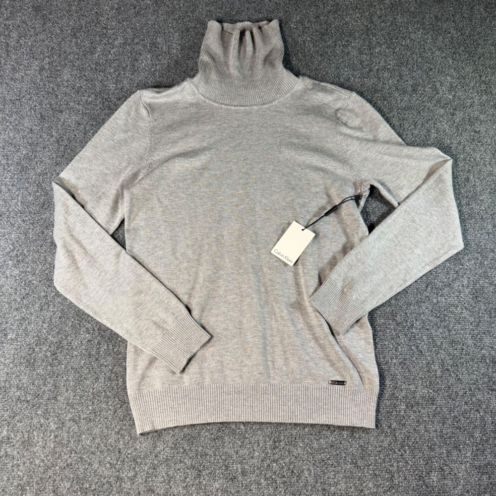 Calvin Klein Mens Modern Essentials Turtleneck Sweater Heather Grey M7VS8092 M